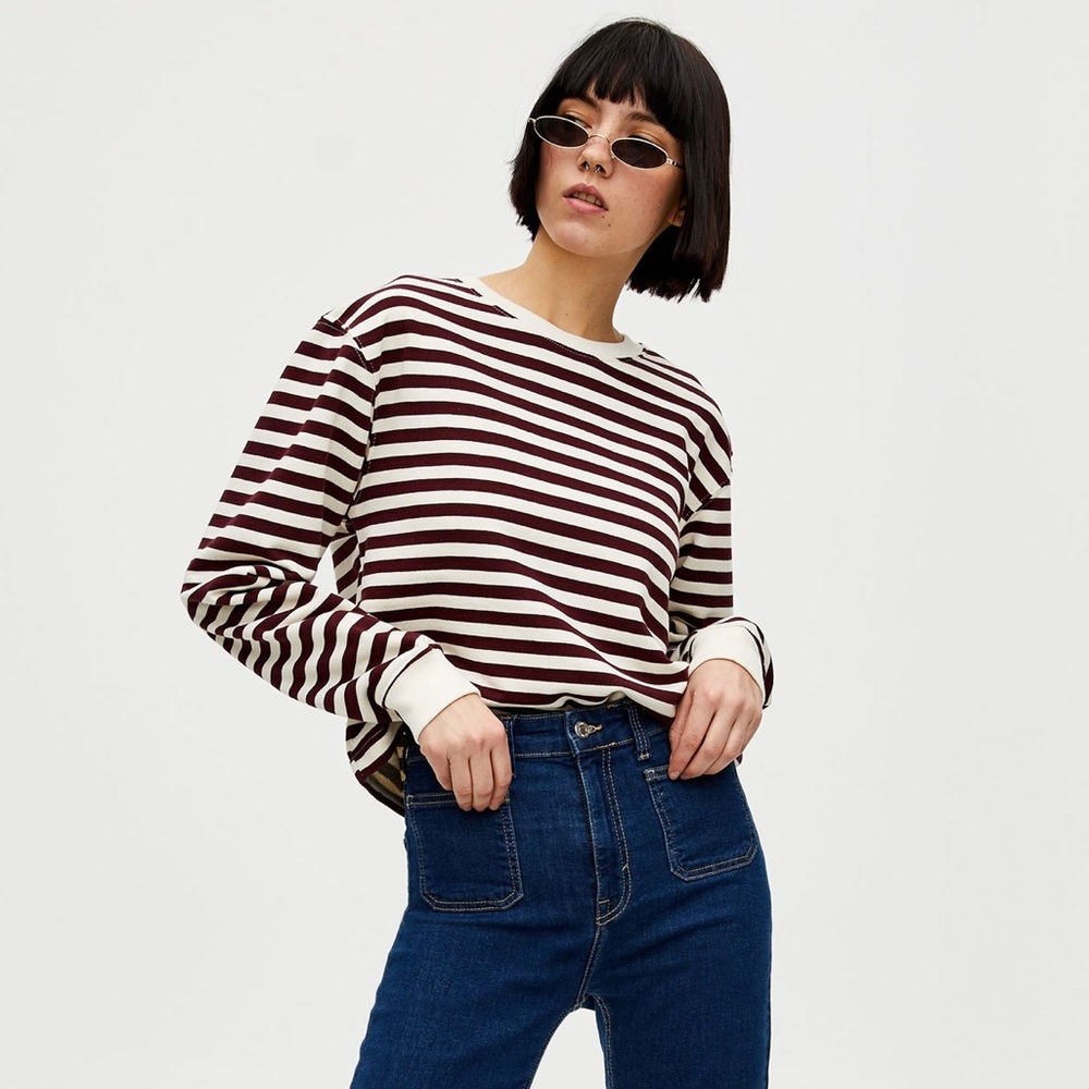 Urban Outfitters Maroon Stripe Cropped Sweatshirt Pull&Bear BNWT